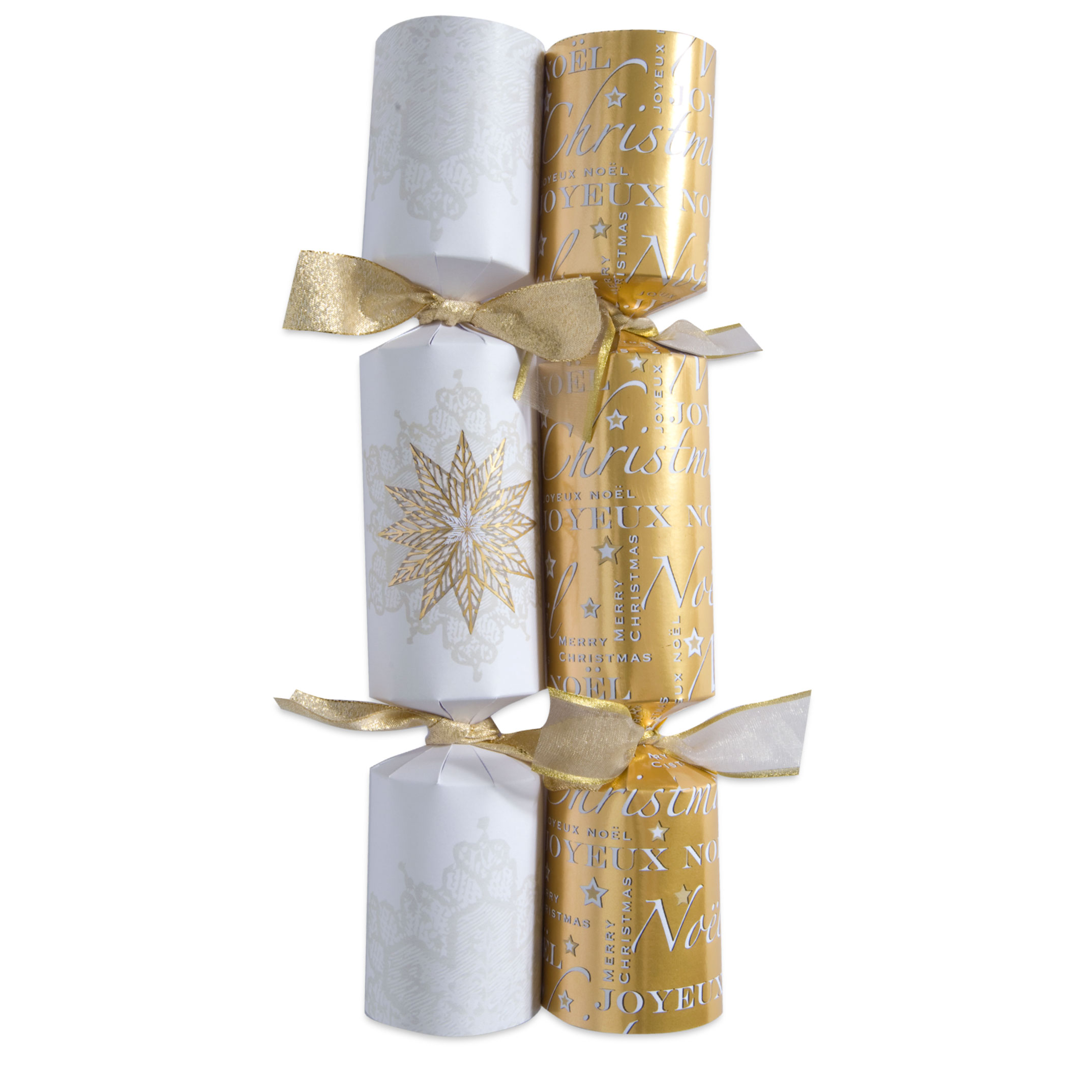 Classic White & Gold Snow Flake Christmas Cracker Designs